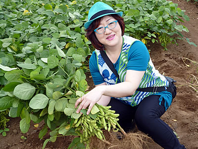 植草ひろみ枝豆収穫