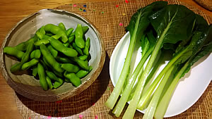 枝豆と小松菜