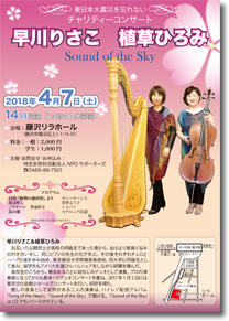 東日本大震災を忘れない チャリティーコンサート  早川りさこ&植草ひろみ「Sound of the Sky」チラシ